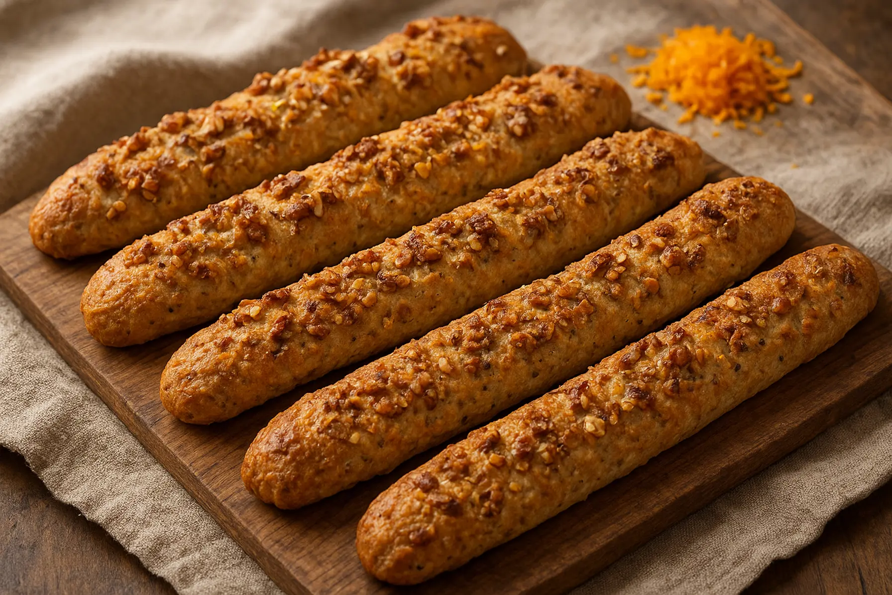 Håndrullede valnøddestave med appelsin