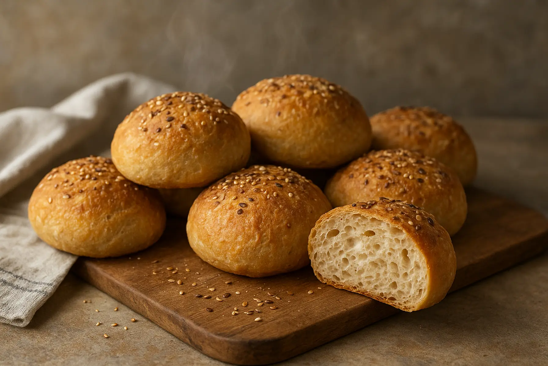 Halvtimes sprøde rundstykker